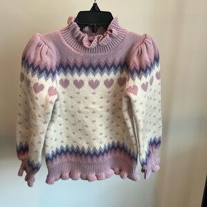 Janie and Jack Pink and Cream Heart Sweater